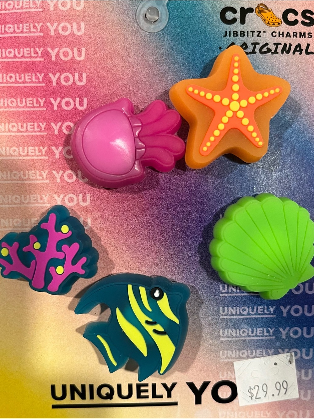 CROCS Sea Life Jibbitz Charms - Pink, Orange, Green, Teal, Navy